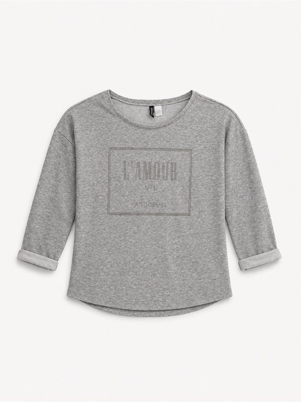 H&M Divided Grey L’Amour Graphic 3/4 sleeves Sweatshirt Size M
